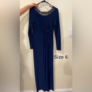Eliza J Long Sleeve Navy Blue Formal Dress, Size 6